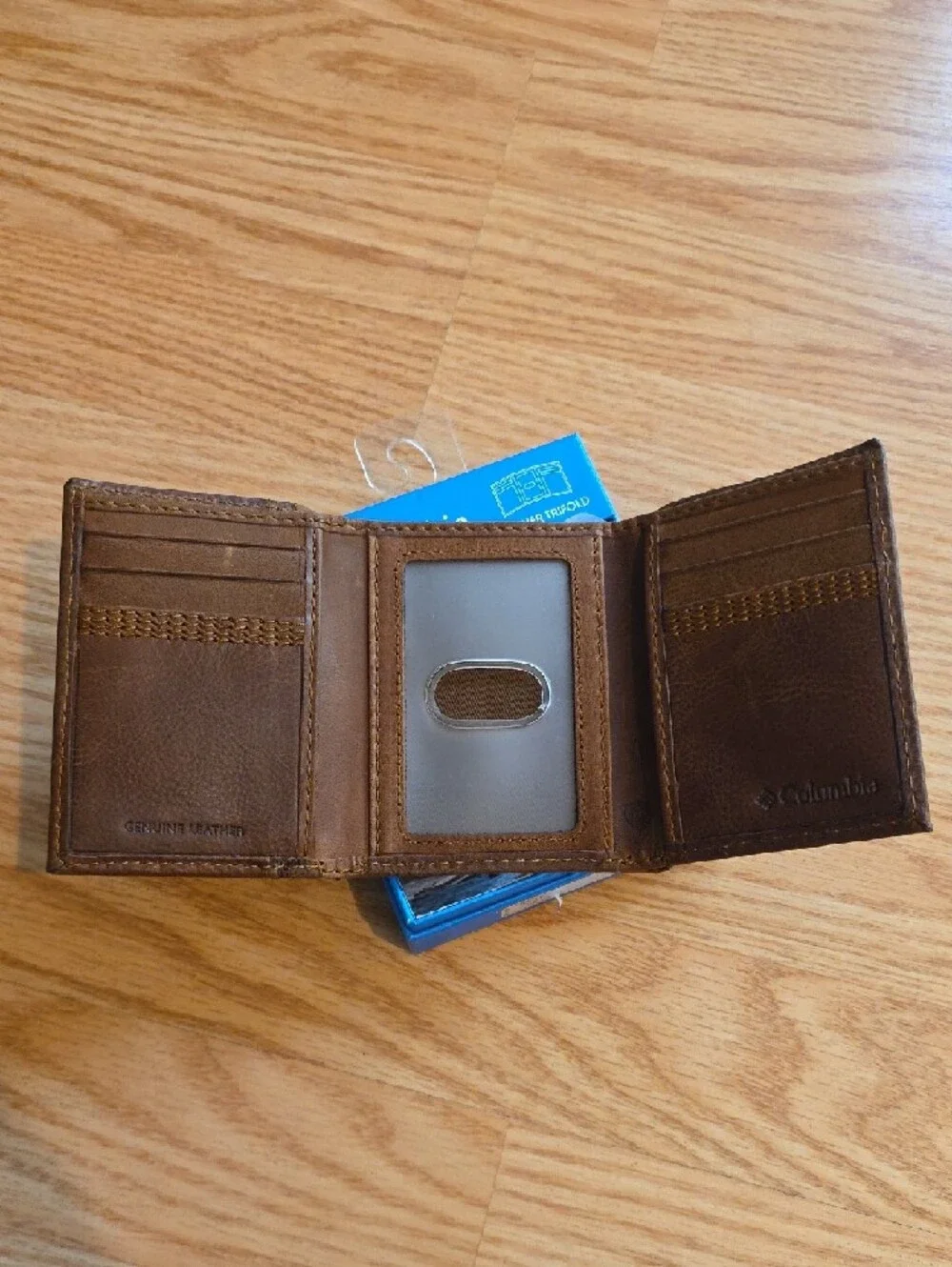Columbia Brown Leather Trifold Wallet